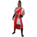Disfraz Gladiador para hombre con casco romano, túnica roja y complementos de guerrero