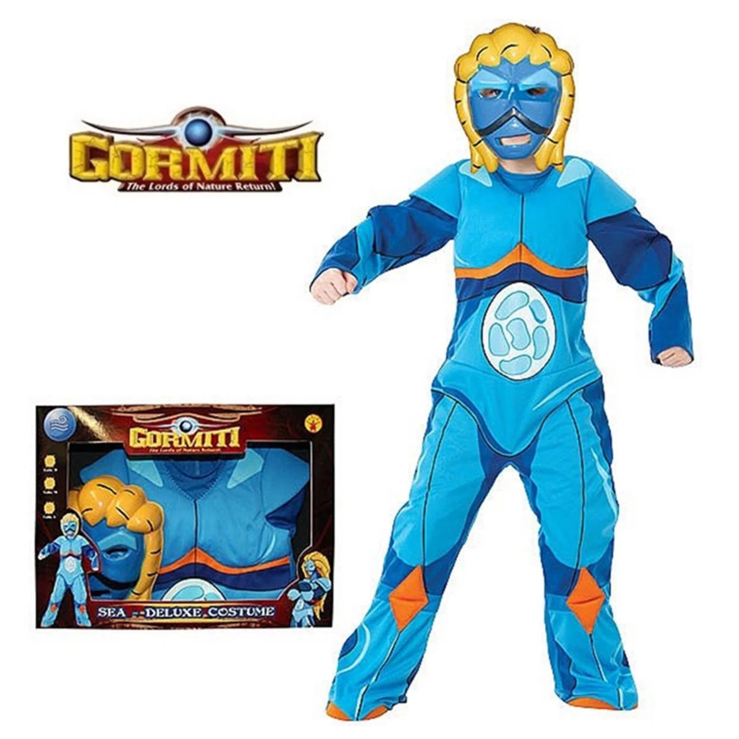 Disfraz Gormiti Señor del Agua infantil con traje musculoso y máscara