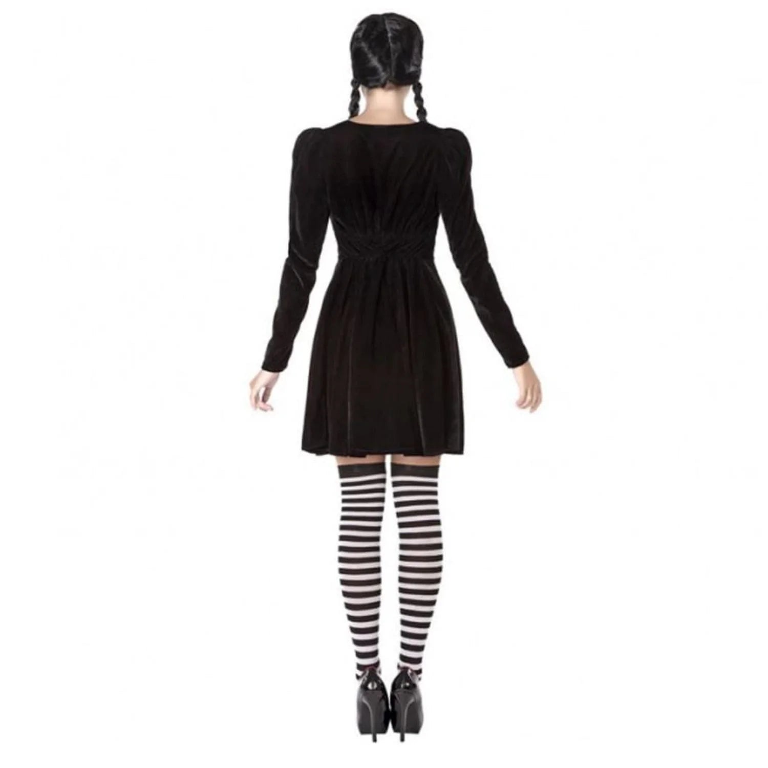 Disfraz mujer estilo familia addams para Halloween y fiestas