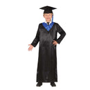 Disfraz de graduado azul infantil con gorro y túnica