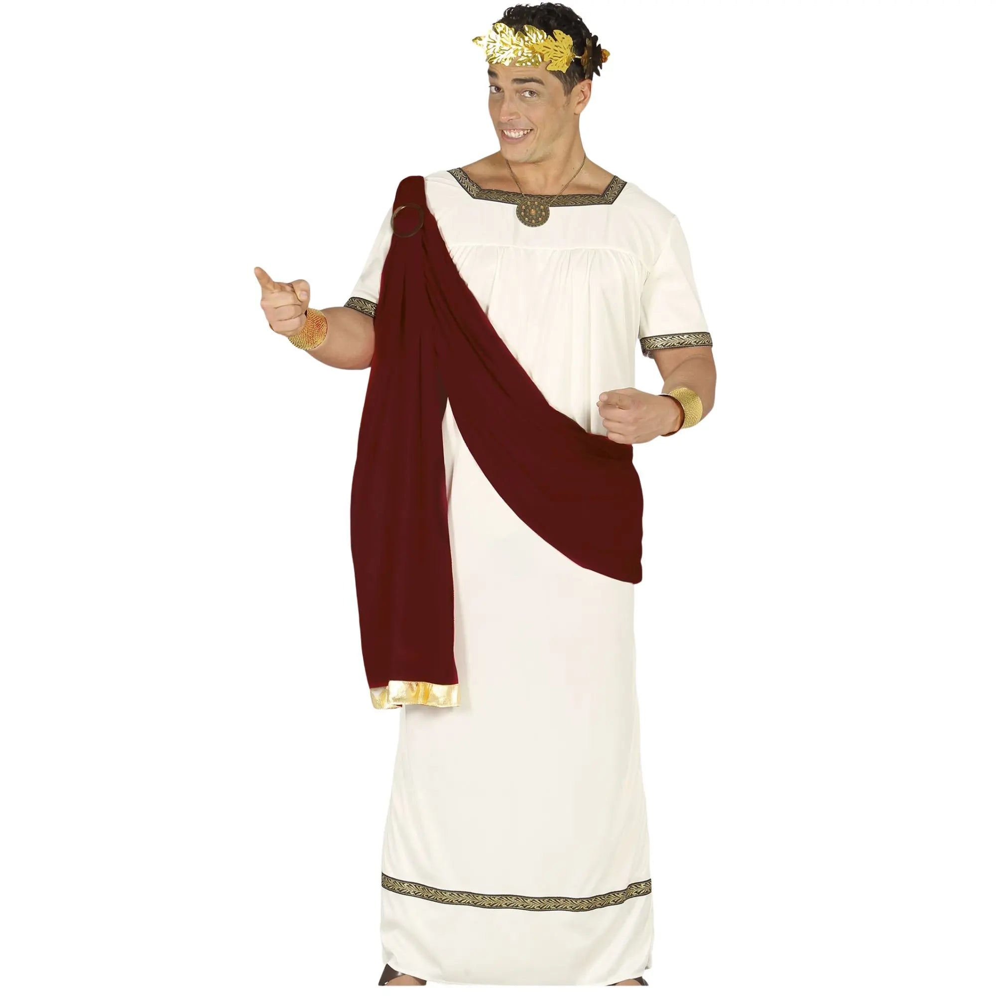 Disfraz de Augusto romano para hombre con túnica y capa estilo emperador histórico para Carnaval y fiestas temáticas