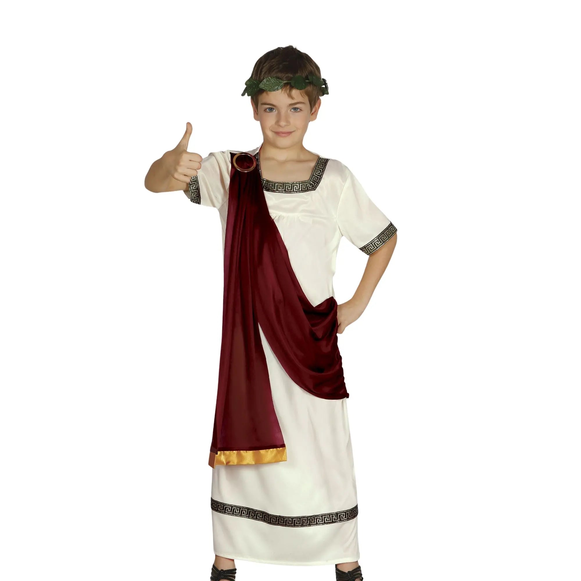 Disfraz de romano o griego para niño con túnica y capa estilo histórico para Carnaval y fiestas escolares