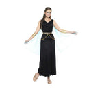 Disfraz de griega negro para mujer con vestido y accesorios clásicos de la antigua Grecia