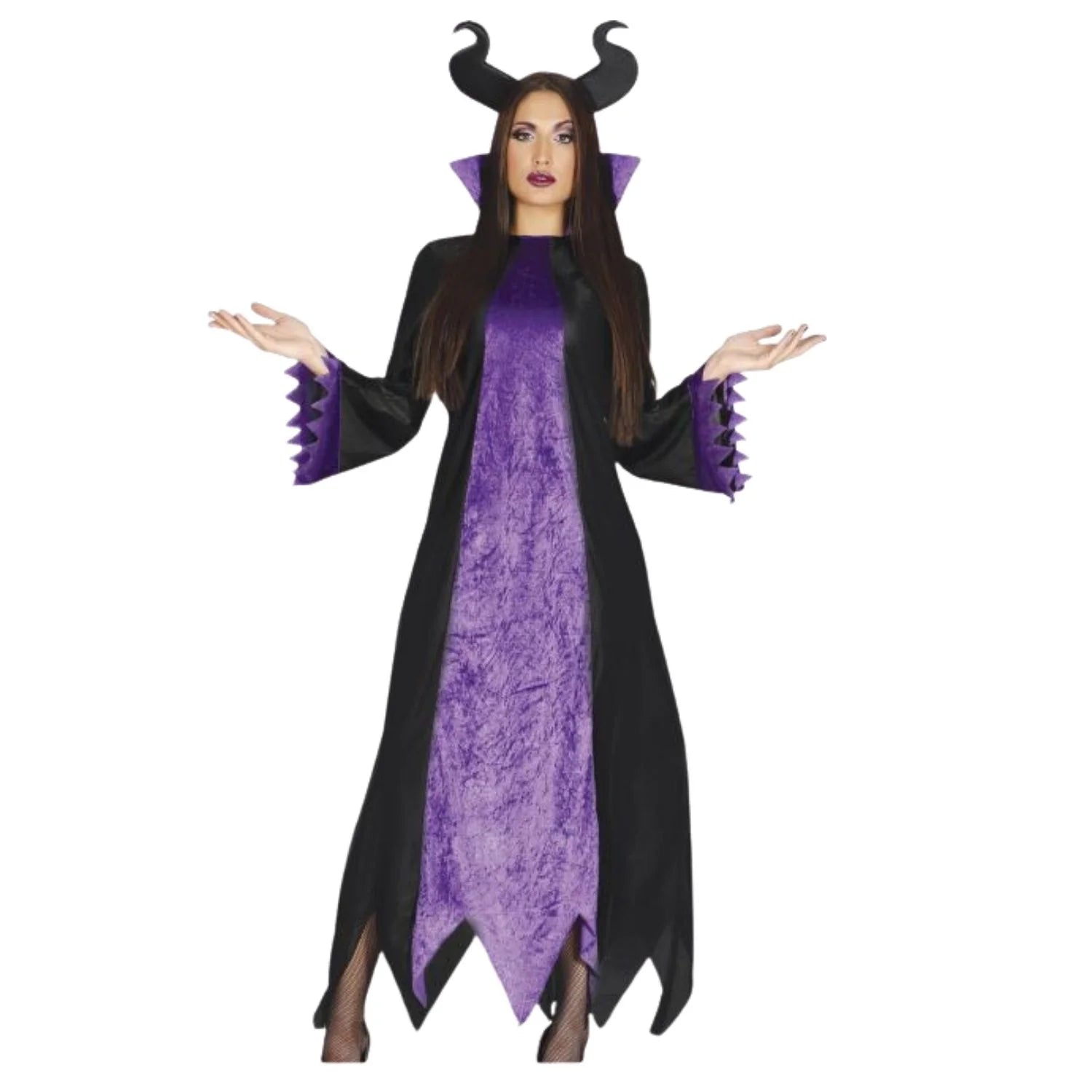 Disfraz hada oscura mujer con vestido y diadema