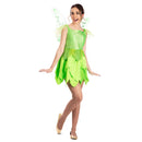 Disfraz de hada verde para mujer con vestido y alas estilo Campanilla para Carnaval