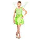 Disfraz de hada verde infantil para niña con vestido y alas estilo Campanilla para Carnaval