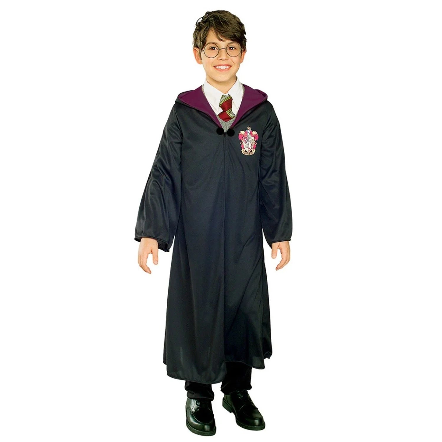 Disfraz Harry Potter infantil con toga negra y capucha granate