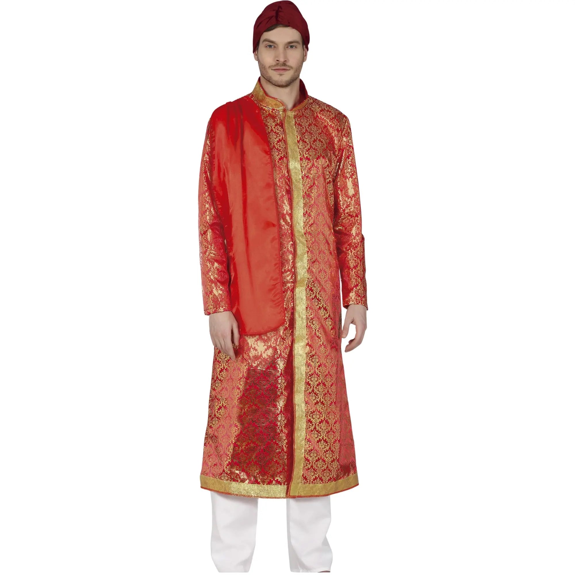 Disfraz hindú elegante para adulto con túnica tradicional y sombrero ideal para Carnaval y fiestas temáticas