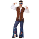 Disfraz hippie hombre con chaleco y pantalón retro