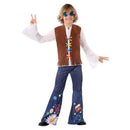 Disfraz hippie niño con chaleco y pantalón retro