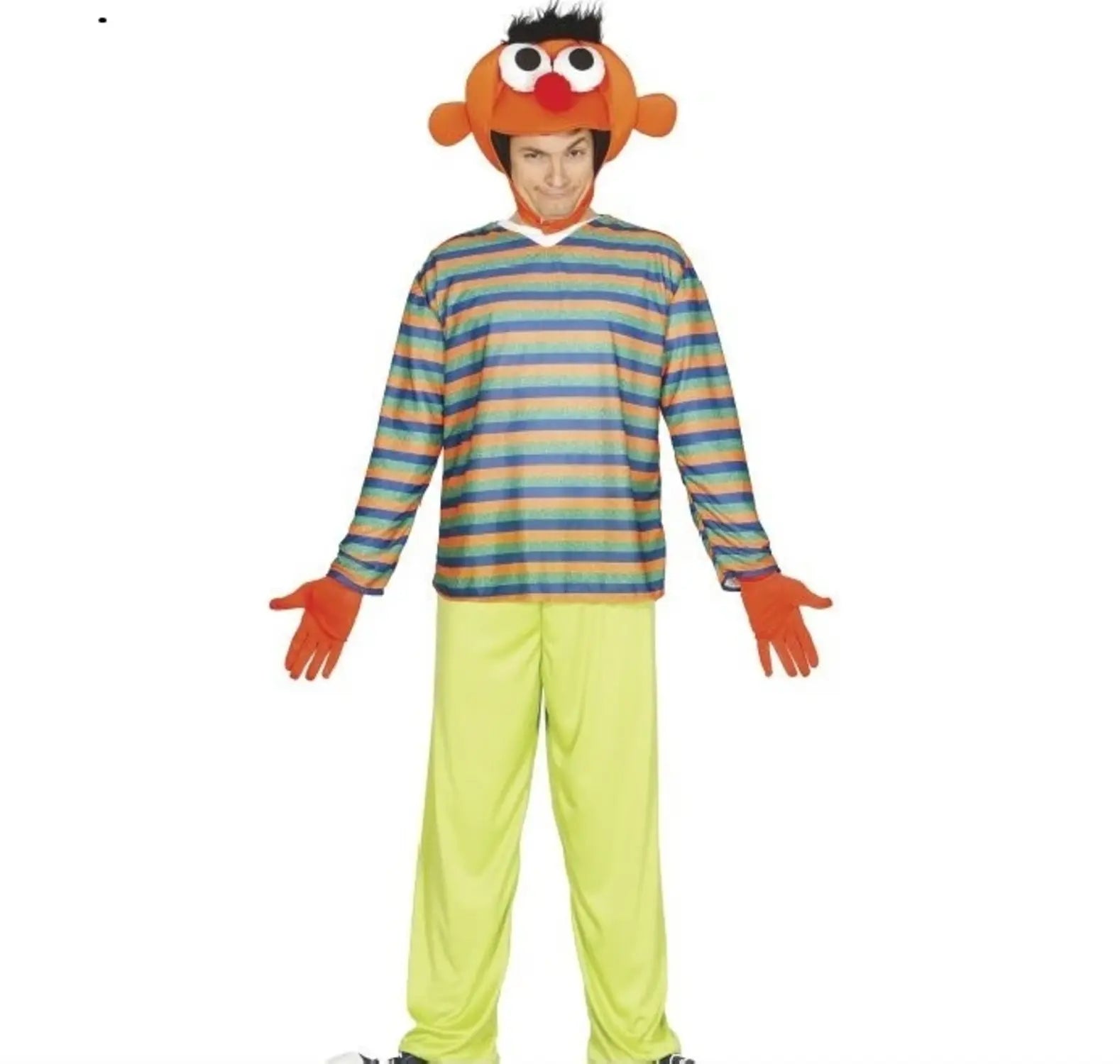 Disfraz de hombre naranja para hombre con cabeza camiseta y pantalón