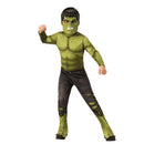Niño con disfraz de Hulk infantil de Marvel con máscara y traje musculoso verde