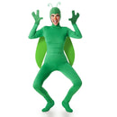Disfraz de insecto para mujer con capucha de antenas, mono verde, alas y guantes