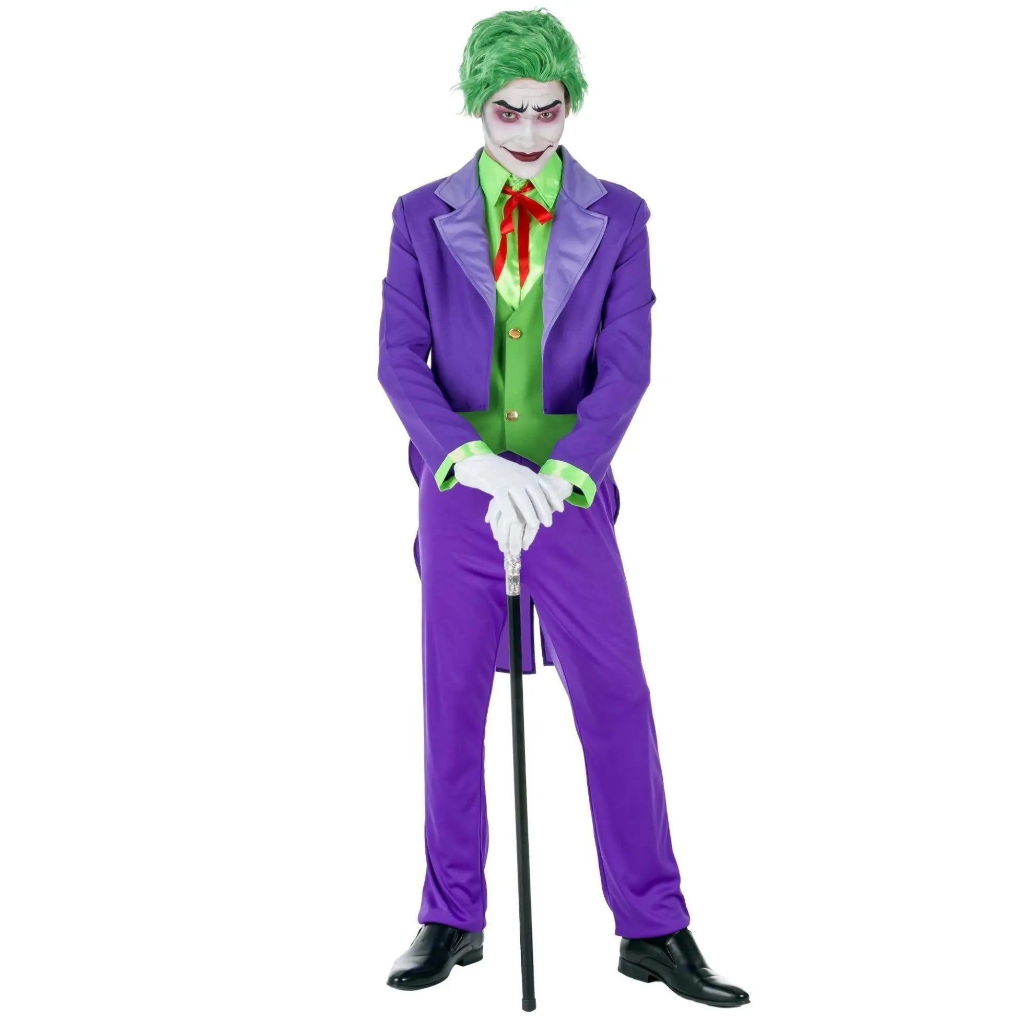 Disfraz de bufón malvado para adulto con chaqué, chaleco y pantalones estilo siniestro para Carnaval o Halloween