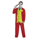 Disfraz Joker Sonrisas adulto con chaqueta roja y chaleco amarillo