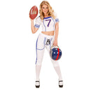 Disfraz jugadora de fútbol americano para mujer con top y pantalón blancos