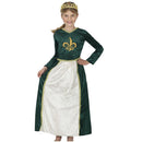 Disfraz de reina medieval verde para niña con vestido elegante infantil para Carnaval y fiestas