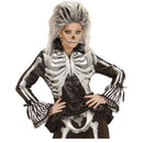 Disfraz Lady Skeleton para mujer con chaqueta negra y estampado de esqueleto