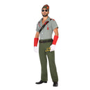 Disfraz de Legionario adulto verde y gris con gorro, banda, guantes y pantalón