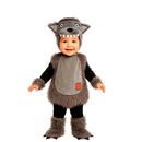 Bebé con disfraz de lobo gris infantil con capucha y detalles de pelo suave