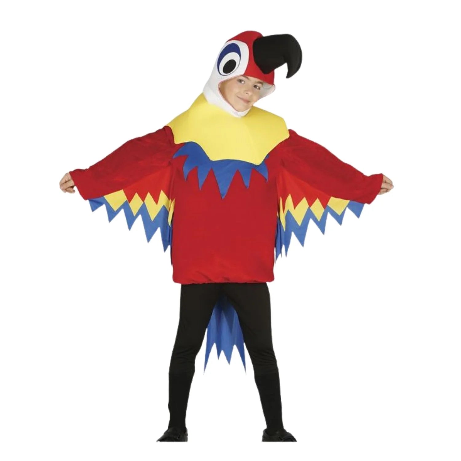 Disfraz de loro infantil con capucha y cola para Carnaval