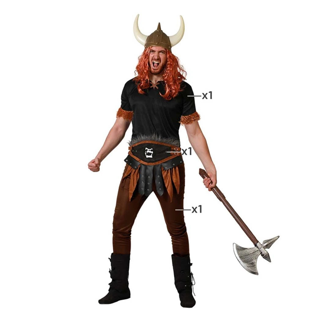 Disfraz luchador vikingo hombre con camiseta y pantalón largo