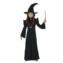 Disfraz mago jefa infantil con sombrero y vestido completo