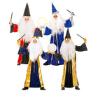 Disfraz de mago Merlin infantil con túnica y sombrero para Carnaval y Halloween