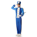Disfraz de majorette para hombre con sombrero, chaqueta y pantalón azul