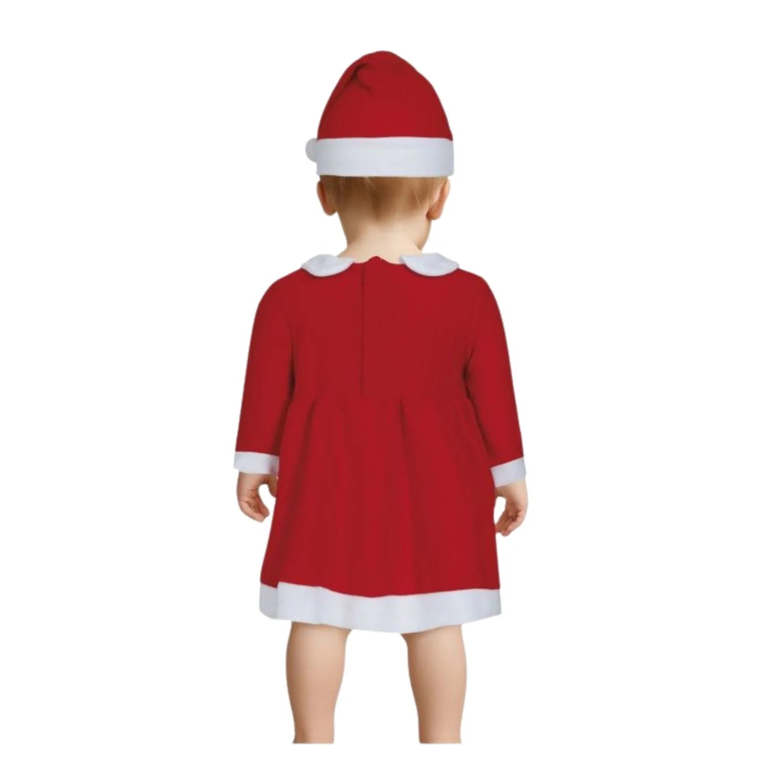 Disfraz de Mamá Noel para bebé con vestido rojo y gorro blanco ideal para fotos navideñas