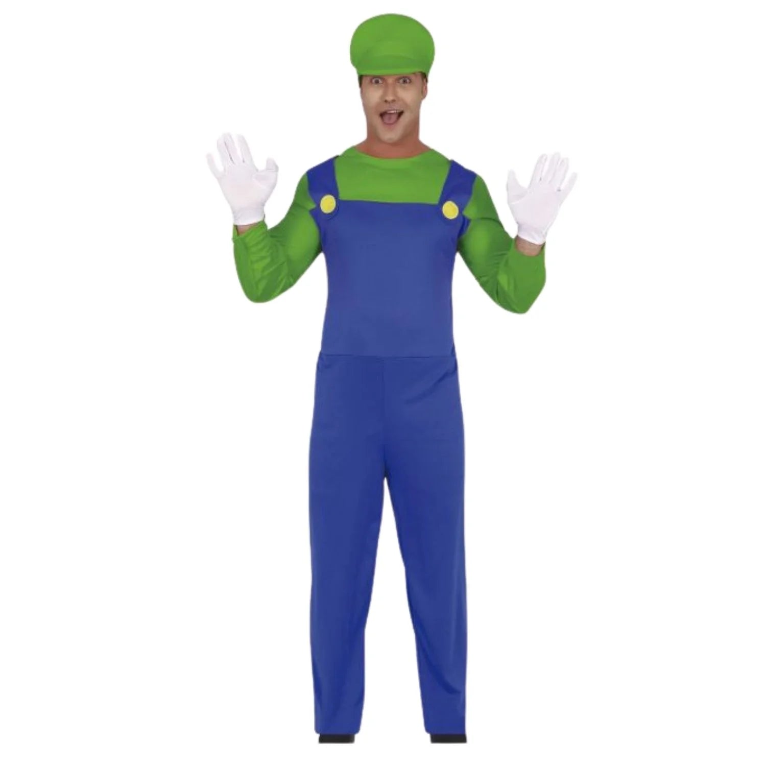 Disfraz de maquinista y granjero adulto verde con mono y gorro