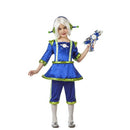Disfraz retro espacial para niña con vestido, pantalones y antenas ideal para Carnaval