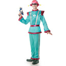 Disfraz de marciano turquesa para hombre con diadema, camisa, pantalón y cinturón en estilo extraterrestre divertido