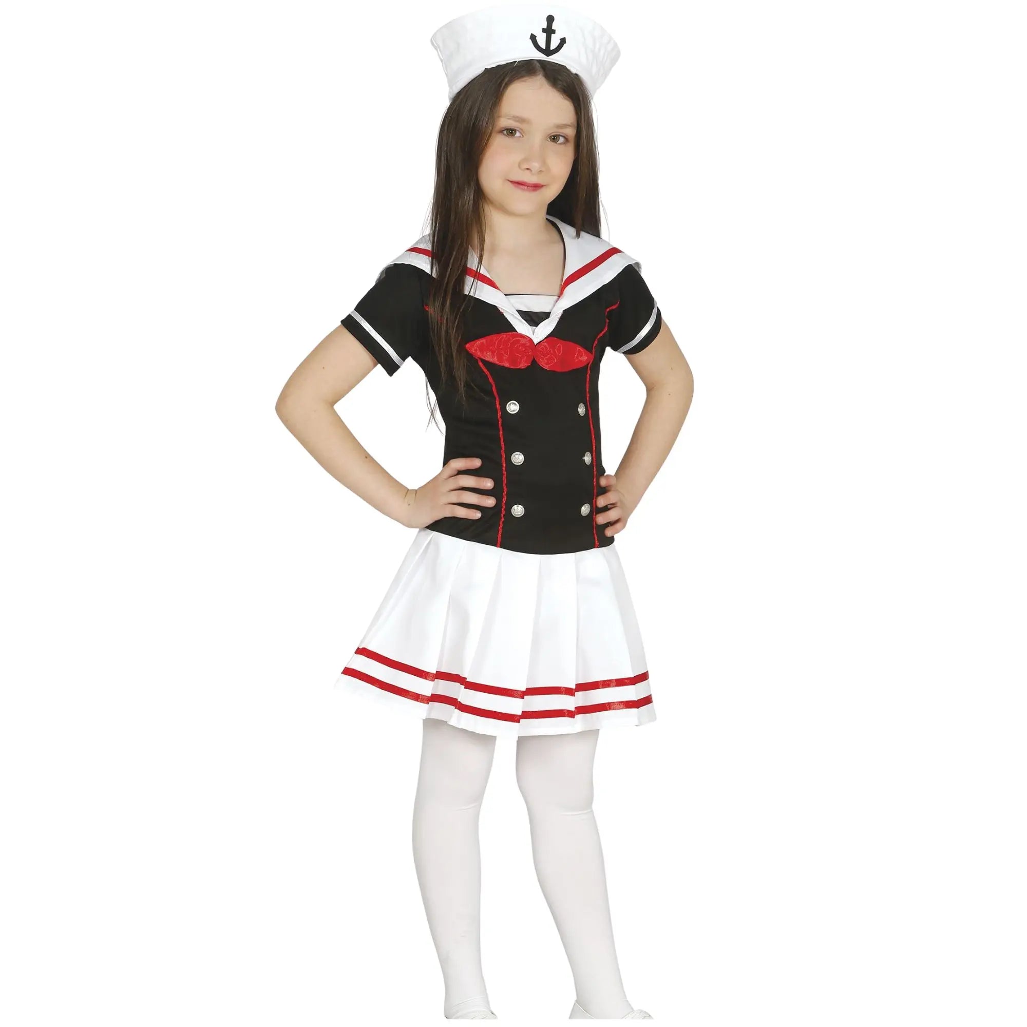 Disfraz de marinerita para niña con vestido blanco y sombrero marinero ideal para Carnaval