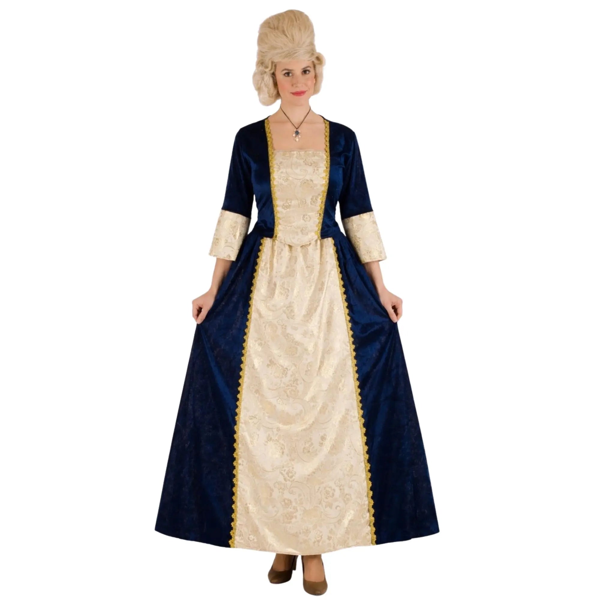 Mujer con disfraz marquesa medieval elegante para Carnaval y fiestas de época