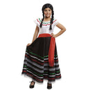 Disfraz mejicana niña con vestido tradicional y fajín rojo para Carnaval