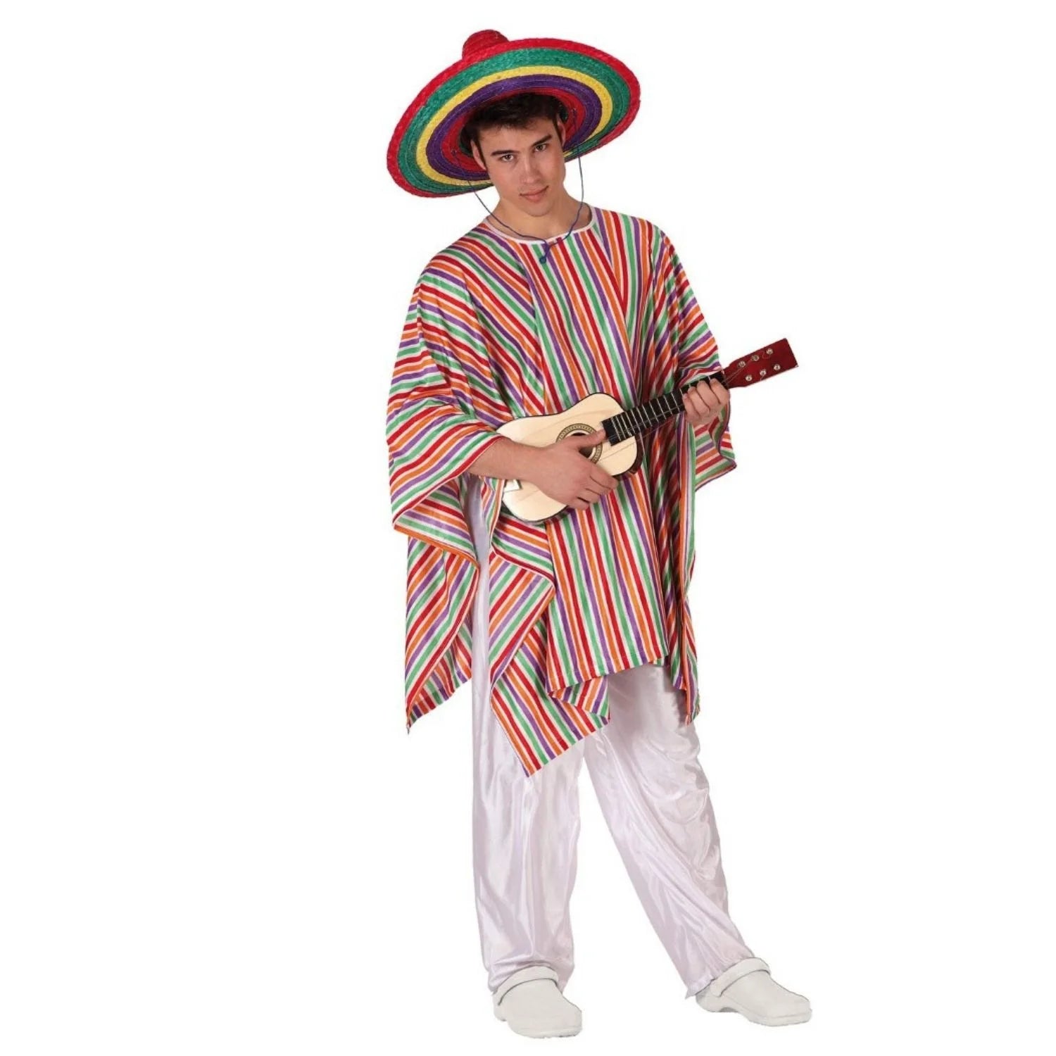 Disfraz mejicano hombre con poncho y pantalones