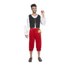 Disfraz de mesonero medieval para adulto con camisa chaleco pantalón cinturón y bolsa