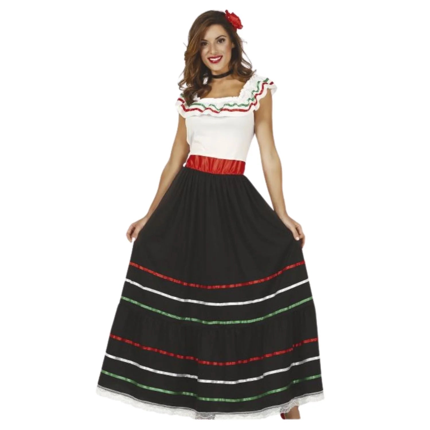Disfraz mexicana mujer con vestido tradicional para Carnaval
