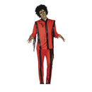 Disfraz Michael Zombie para hombre con chaqueta y pantalón rojo y negro
