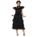 Disfraz Miércoles Addams bailarina adulta con vestido negro