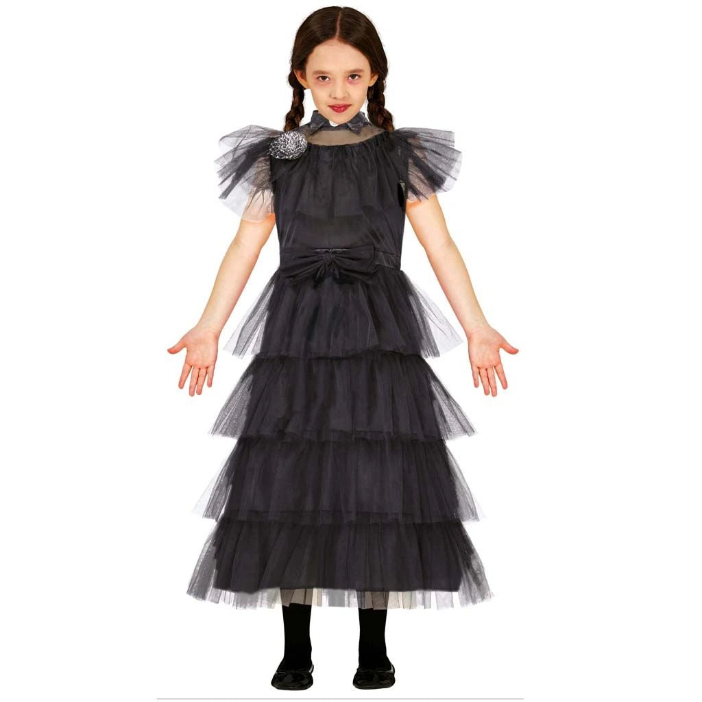 Disfraz miercoles addams bailarina infantil con vestido negro