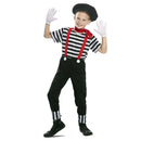 Disfraz mimo niño con boina y tirantes para Carnaval