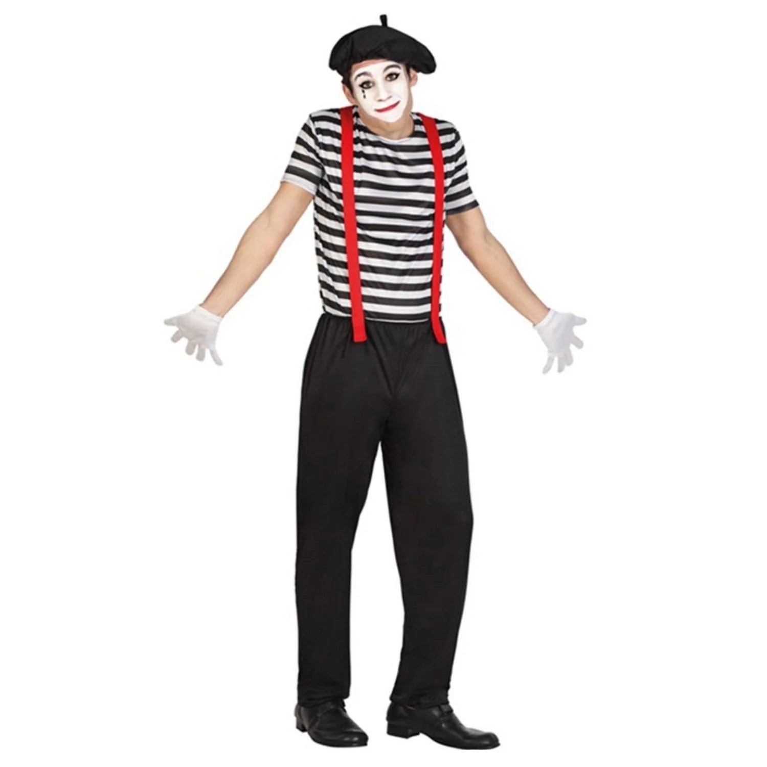 Disfraz mimo para hombre con boina y pantalón largo
