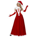 Disfraz Miss Santa Lujo para mujer con falda roja larga y corsé