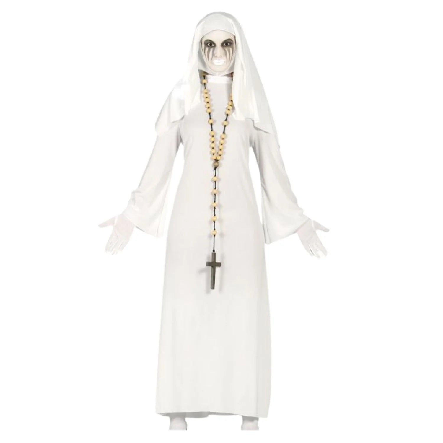 Disfraz de monja fantasma para mujer con tocado y vestido