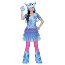 Disfraz monstruita para niña azul con vestido, sombrero y polainas