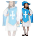 Disfraz mosquetera azul infantil niña con sombrero