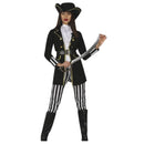 Disfraz mujer pirata adulto con sombrero y chaqueta para Carnaval