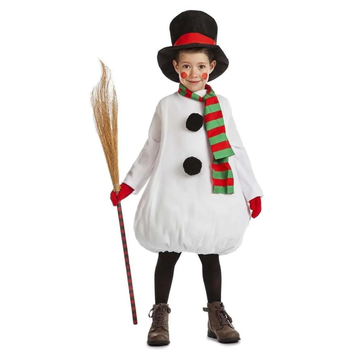 Disfraz de muñeco de nieve para niños con cuerpo acolchado, bufanda y gorro ideal para Navidad o Carnaval